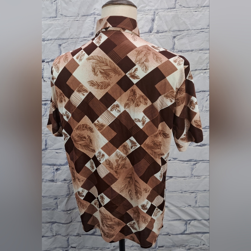 Sears Button Down Sport Shirt S/S Checkered Vintage 70s 80s Canada 16-16.5 Large - Picture 9 of 16